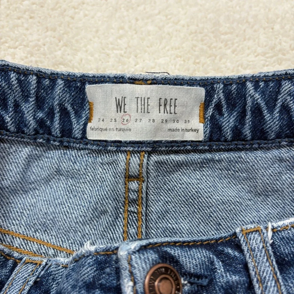 We The Free Harvey Distressed‎ Medium Wash A-Line Denim Jean Skirt Size 26